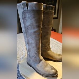 Sz 8 Grey Taupe Frye Paige Leather Riding Boot